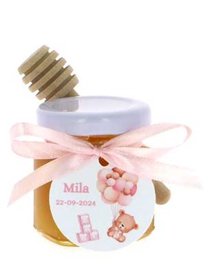 Mini Pot de Miel Personnalisé Ourson Rose