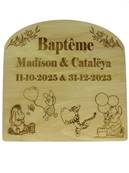 Panneau Bienvenue Baptême Bois Winnie l' Ourson Gravé - Panneau Bois Baptême