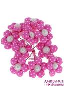 Fleur fuchsia pois blanc x 10