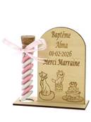 Cadeau Parrain Marraine Éprouvette Bois Personnalisé Aristochat - Baptême Aristochat