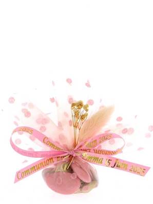 Tulle Dragées Communion Rose Gypsophile - Tulle Dragées Communion