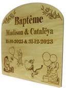 Panneau Bienvenue Baptême Bois Winnie l' Ourson Gravé - Panneau Bois Baptême