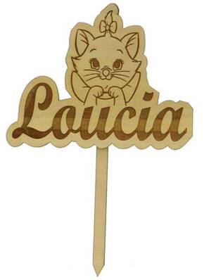 Cake Topper Bois Personnalisé Aristochat - Cake Topper Baptême