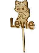 Cake Topper Bois Personnalisé Renard - Décoration Baptême Renard