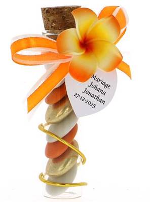 Éprouvette Dragées Mariage Fleur des Iles Orange - Cadeau Dragées Mariage 